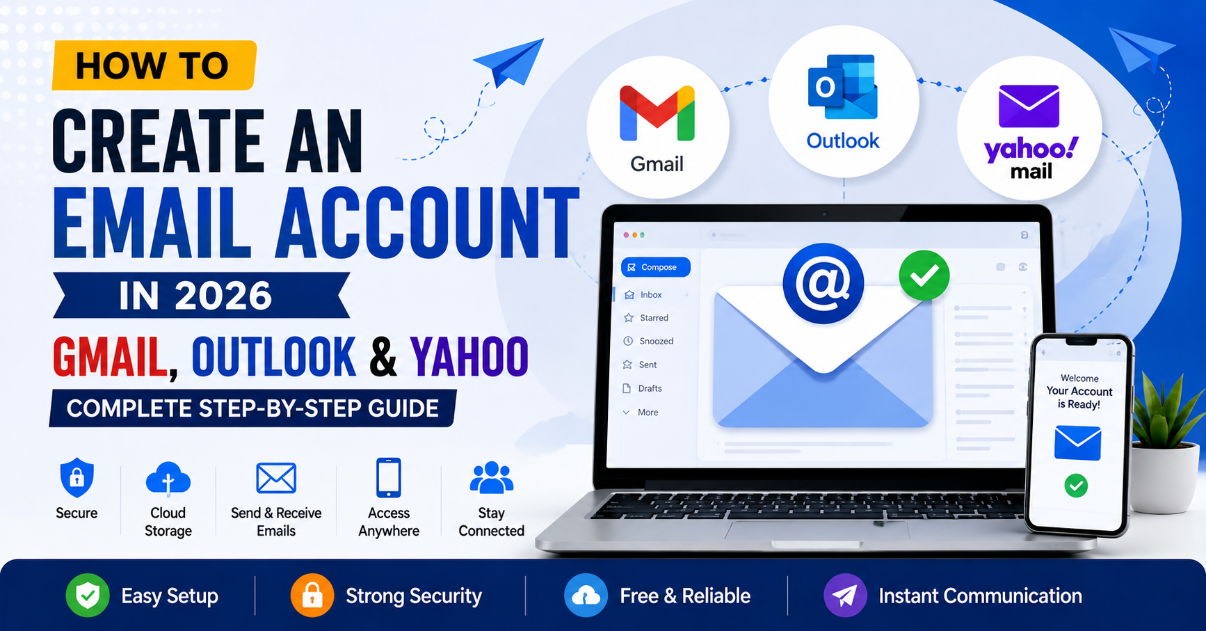 How to Create an Email Account using Gmail, Outlook, and Yahoo Mail in 2026 – Step-by-Step Beginner Guide