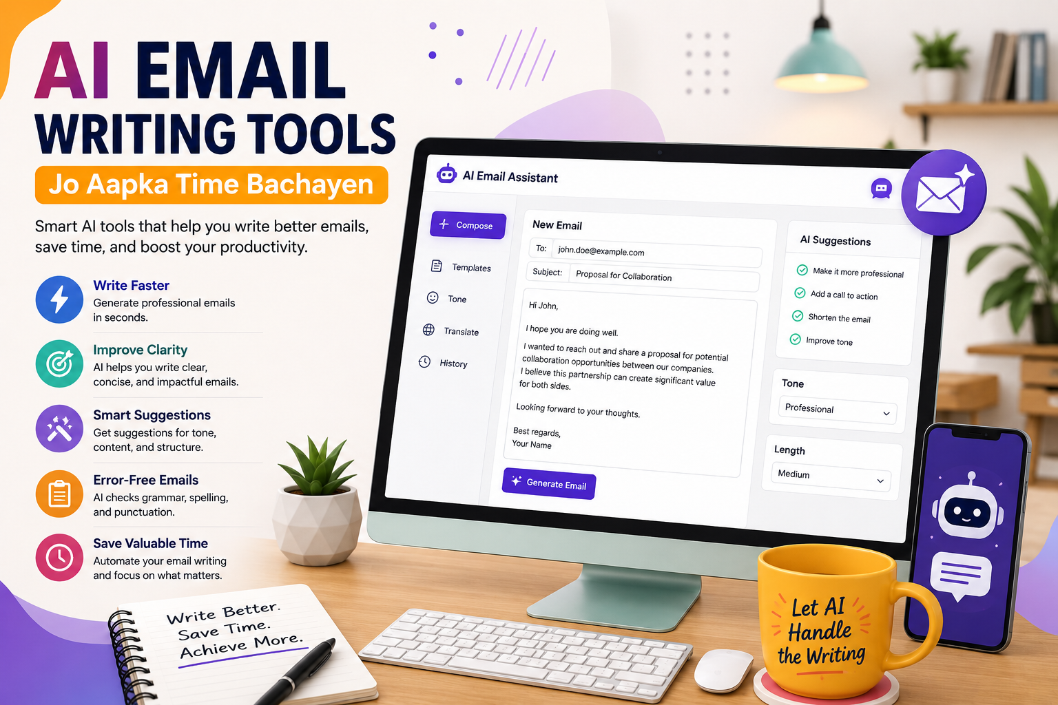 AI Email Writing Tools Jo Aapka Time Bachayen: Complete Guide for Beginners (2026)