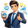 Professional animated boy avatar representing a digital marketer, email marketing expert, and online business professional.